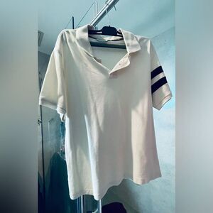 Vintage Moncler Polo Shirt - size XL - Short Sleeve - White - Black Trim - Y2K